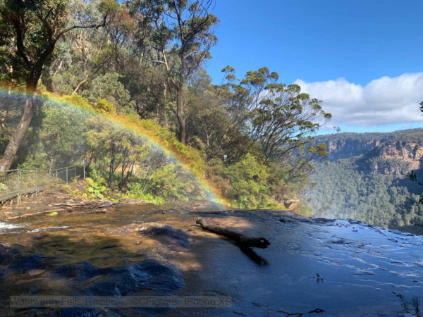 A rainbow a top the Waterfall at Wentworth Falls the Blue Mountains